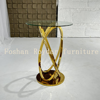 Mobilier de mariage Table de bar ronde en acier inoxydable dorée de haute qualité avec verre Table de bar d'extérieur design