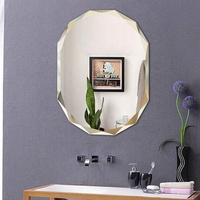 Customized High End Frameless 4mm 5mm 6mm Diamond Cut Edge Oval Glass Mirror Silver Beveled Mirror