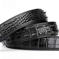 Ceinture en cuir véritable pour homme de 3,8 cm sans couture, motif croco, avec boucle ardillon en acier inoxydable, ceinture décontractée et professionnelle