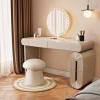 Table de toilette moderne pour chambre à coucher avec tiroir intégré et armoire de rangement.
