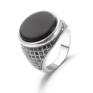 PUSHI Mode armband set mit schwarz edelsteine voller antike diamant ringe übertrieben männer und frauen schmuck ringe