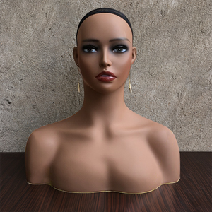 Cara de maquillaje realista de grado 8A, busto inflable femenino afroamericano sentado, cabeza de Maniquí de PP con hombro para exhibición de peluca - Product Image 2