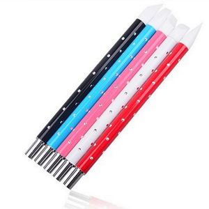 Lot de 5 stylos de nail art carrés solides pour gravure et gaufrage, avec embout en silicone pour colle et strass, outil de manucure - Product Image 2