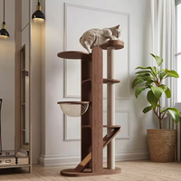 Meubles en bois pour chat griffoir bois massif chat fleur grattoir chat escalade tour maison arbre pour intérieur