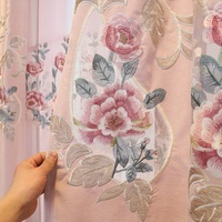 Rideaux de chambre rose en gros, design luxueux, rideaux en tissu brodé pour le salon