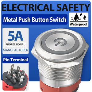 Interruptor Metálico LED de un Botón, Interruptor de Encendido de 22 mm, Botón Impermeable, Botón de Encendido <span class=keywords><strong>Arduino</strong></span>, Motor Eléctrico Industrial - Product Image 2