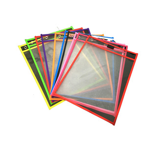 50PCS Job Ticket Holders Dry Erase Pockets 10x14Inch,Black,Reusable Plastic Sleeves For Paper - View #7