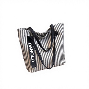Bolsa de Mano de Lona a Rayas, Ecológica y Orgánica, con Logotipo Personalizado, Tamaño Mediano, para Compras - Product Image 2