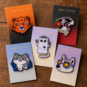 Lot de badges personnalisés en émail souple, motifs animaux de dessin animé (tigre, husky, chat), pin's de revers en métal, mignons et kawaii, vente en gros - Product Image 1