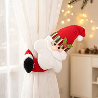 Attaches de rideaux de Noël en tissu, porte-rideaux Père Noël, décoration de fenêtre pour la maison et les fêtes de Noël