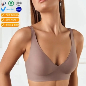 Biểu Tượng Tùy Chỉnh Push-up Thoáng Khí Dây Miễn Phí Hàng Ngày Brassiere Liền Mạch V Cổ Áo Ngực Mềm Một Mảnh Thạch Áo Ngực - Product Image 1