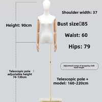 Mannequin demi-corps en bois avec tête recouverte de tissu pour les boutiques de robes de mariée et les magasins de vêtements