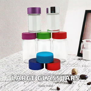 Round Big Volume 500ml 800ml 1000ml NB Brand Food Glass Jars Storage Black <b>Plastic</b> <b>Screw</b> Lid for Jam/ - Product Image 2