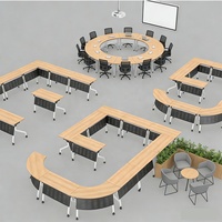 Table de conférence et chaises pliantes pour événements, mobilier de bureau moderne, ensemble table et chaises pliantes pour salle de réunion