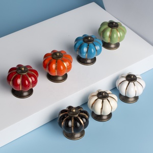 Keramik Regenbogen Kürbis Cartoon Pastoral Klassische Elegante Traditionelle Griff-Möbel Hardware für Schränke Kommode Hotel Verwendung - Product Image 3