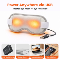 Masque oculaire chauffant électrique USB avec vibration et vapeur, pour dormir, en polyester et nylon, unisexe