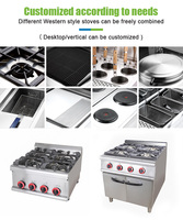 Cuisinière professionnelle en acier inoxydable HC pour restaurant, cuisinière commerciale autonome à 4 brûleurs, cuisinière à gaz, four, grill, garantie 1 an