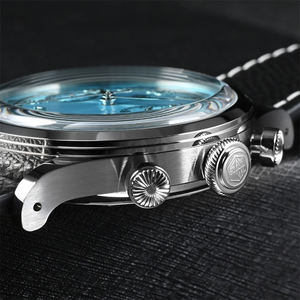 Mouvement à quartz balayage <span class=keywords><strong>VK64</strong></span> montres chronographes à logo personnalisé montre décontractée en cuir étanche pour hommes - Product Image 2