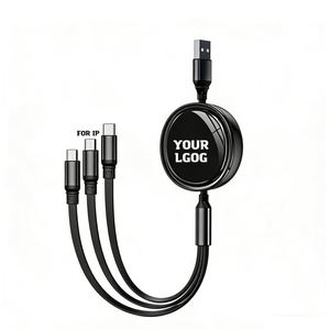 Câble de charge USB rétractable portable 3-en-1 pour iPhone, Micro B et C, idéal pour la vente en gros - Product Image 1