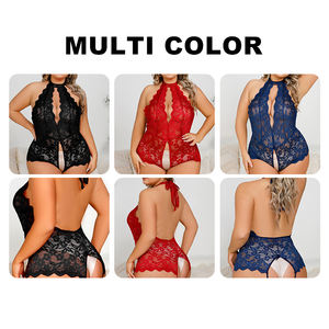 Nounours en dentelle grande taille sexy pour femmes <span class=keywords><strong>mature</strong></span> érotique broderie florale lingerie en maille une pièce pour femmes - Product Image 5