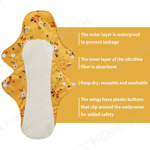 <span class=keywords><strong>Serviettes</strong></span> <span class=keywords><strong>hygiéniques</strong></span> réutilisables de qualité supérieure pour femmes, 100% coton, microfibre de bambou, pour le jour et la nuit - Product Image 5