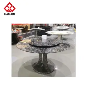 Tavolino rotondo in marmo di lusso con pietra artificiale leggera con piedistallo in metallo dorato per casa appartamento