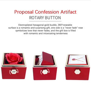 Qiuhan OEM/ODM caja de embalaje de joyería superficie giratoria con nunca se desvanecen flores rosas regalo de boda - Product Image 2