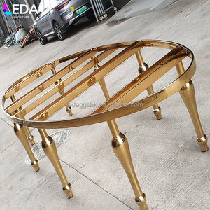 LEDA Fournitures de luxe pour événements et fêtes, table ronde en acier inoxydable doré avec plateau en verre trempé, grande table pour hôtels et mariages - Product Image 4