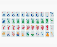 Ensemble de Mahjong Américain de Luxe Moderne Série Océan Bleu Clair, Écologique, à Couche Unique, Tuiles Personnalisées Haut de Gamme pour le Divertissement