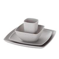 Ensemble de vaisselle écologique en paille de blé carrée, sans BPA, incassable, bol, assiette, tasse, ensemble de vaisselle pour la maison