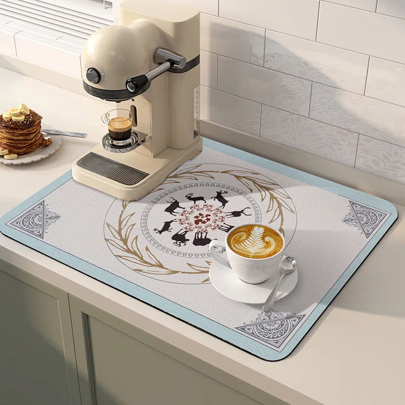आसान साफ Diatomite पकवान सुखाने चटाई कॉफी मशीन पैड Draining के लिए चटाई रसोई