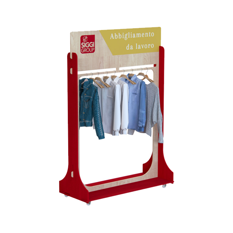 Apache Customizable Double-Sided Light Duty Modern Plywood Floorstanding T-Shirt Display Rack Customized Colors for Supermarkets — view 3