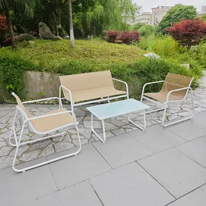 YASN Metall Outdoor-Chat-Set Garten Stahl Gartenmöbel-Set Gesprächsset Stoff Outdoor-Patio-Möbel Sofa
