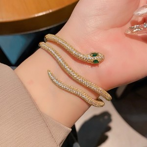 Bracelet serpent en or et diamants blancs incrustés, bijoux de fête pour femmes, cadeau - Product Image 2