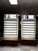 Vitrines de présentation de lunettes écologiques personnalisées |   Mobilier de magasin d'optique avec éclairage LED, solutions clés en main pour l'aménagement de magasin