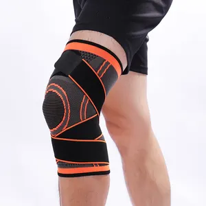 สินค้าใหม่ 3D ถักยืดหยุ่นปรับผ้าพันแผลคู่เข่าสนับสนุนแขนการบีบอัดกีฬาเข่ารั้งด้วยเข็มขัด
