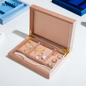 WEIMEI Custom logo Ring Pendant Bracelet <b>Earring</b> Jewelry <b>Box</b> High Quality Baby Blue Velvet Jewelry Set <b>Box</b> - Product Image 4