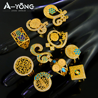 Exquis arabe police anneaux Zircon bijoux 18k or Non ternir dames mode été pas cher Simple anneaux pour mariage