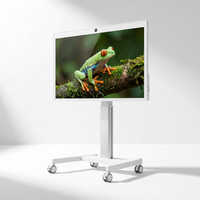 Televisor Inteligente Portátil con Retroiluminación LED Blanca de 32 Pulgadas, Android 15, Pantalla Táctil, Monitor de Pie, Batería de 27000 mAh, 4 Ruedas Giratorias