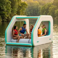 Bateau de plaisance gonflable de luxe avec auvent pare-soleil et support moteur pour les loisirs aquatiques sur lac et mer