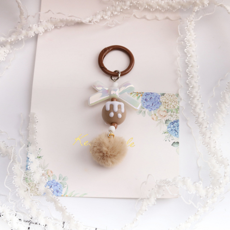 Porte-clés pompon M-bead sans clous - Kaki
