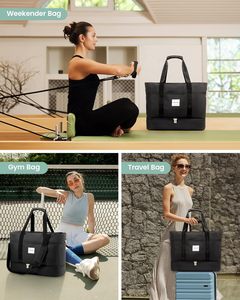 Muestra gratis al por mayor de lona de viaje bolso de mano Extra grande bolso de hombro para las mujeres con compartimento para el teléfono - Product Image 5