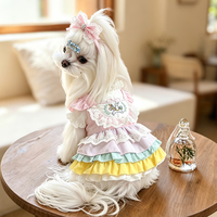 Robe rose pour chien, personnalisable OEM ODM, douce pour la peau, style Lolita, boutique de luxe, robe de soirée élégante pour animaux de compagnie
