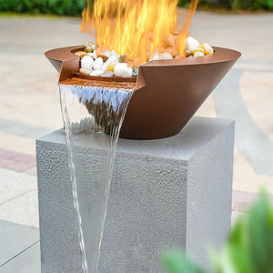 يتميز حريق الحديقة والمياه في الهواء الطلق Corten Steel Gas Waterfall Bowl Bowl - Product Image 6
