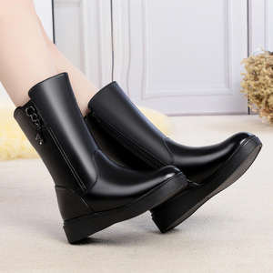 รองเท้าบูทหนังแท้ทรงกลางน่อง ส้นเตี้ย กันลื่น แฟชั่นใหม่รับฤดูใบไม้ร่วง ไซส์ใหญ่สำหรับฤดูหนาว - Product Image 2