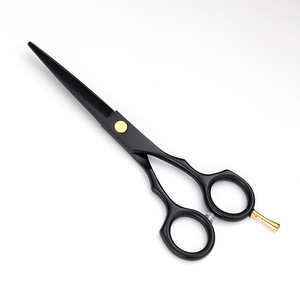 Black Hairdressing Scissors 5.5 Inch 6CR Flat Shears Thinning Shears Bangs Trimmers Hair Styling Tool Set - Product Image 5