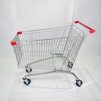 Chariot de courses tubulaire avec panier en fil métallique pour supermarché, base robuste, chariot à roulettes pour épicerie