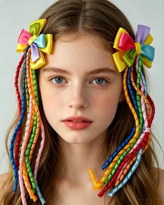 กิ๊บติดผมเด็กผู้หญิง โบว์ประดับผม ริ<span class=keywords><strong>บ</strong></span><span class=keywords><strong>บ</strong></span>ิ้นสีรุ้ง สำหรับเด็กผู้หญิง - Product Image 2