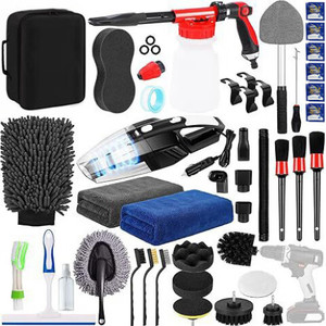 Kit d'outils de nettoyage pour l'intérieur de voiture : Brosse de detailing automobile, tampon de lavage, poils doux, sans rayures, pour les fentes - Product Image 1