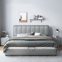 Lit Double Haut de Gamme en Cuir 1,8 m, Design Moderne, Cadre de Lit de Luxe pour Chambre à Coucher, Taille King/Queen